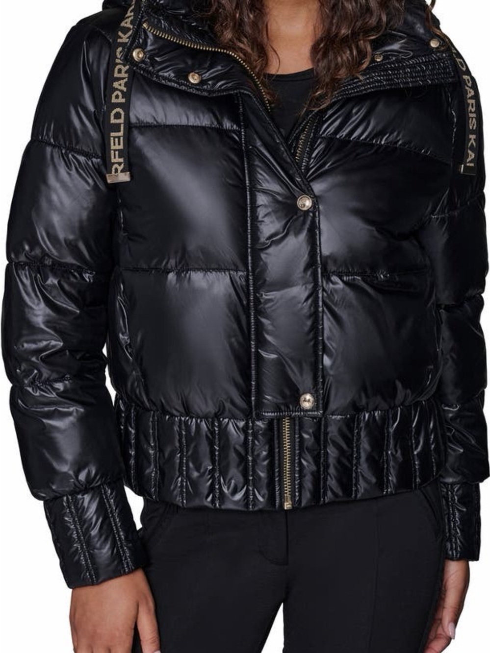 Karl Lagerfield Crop Puffer Bomber Jacket Medium